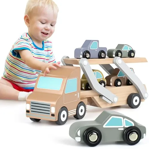 Autotransporter aus Holz – Geschenk ab 1 Jahr – Bild 2