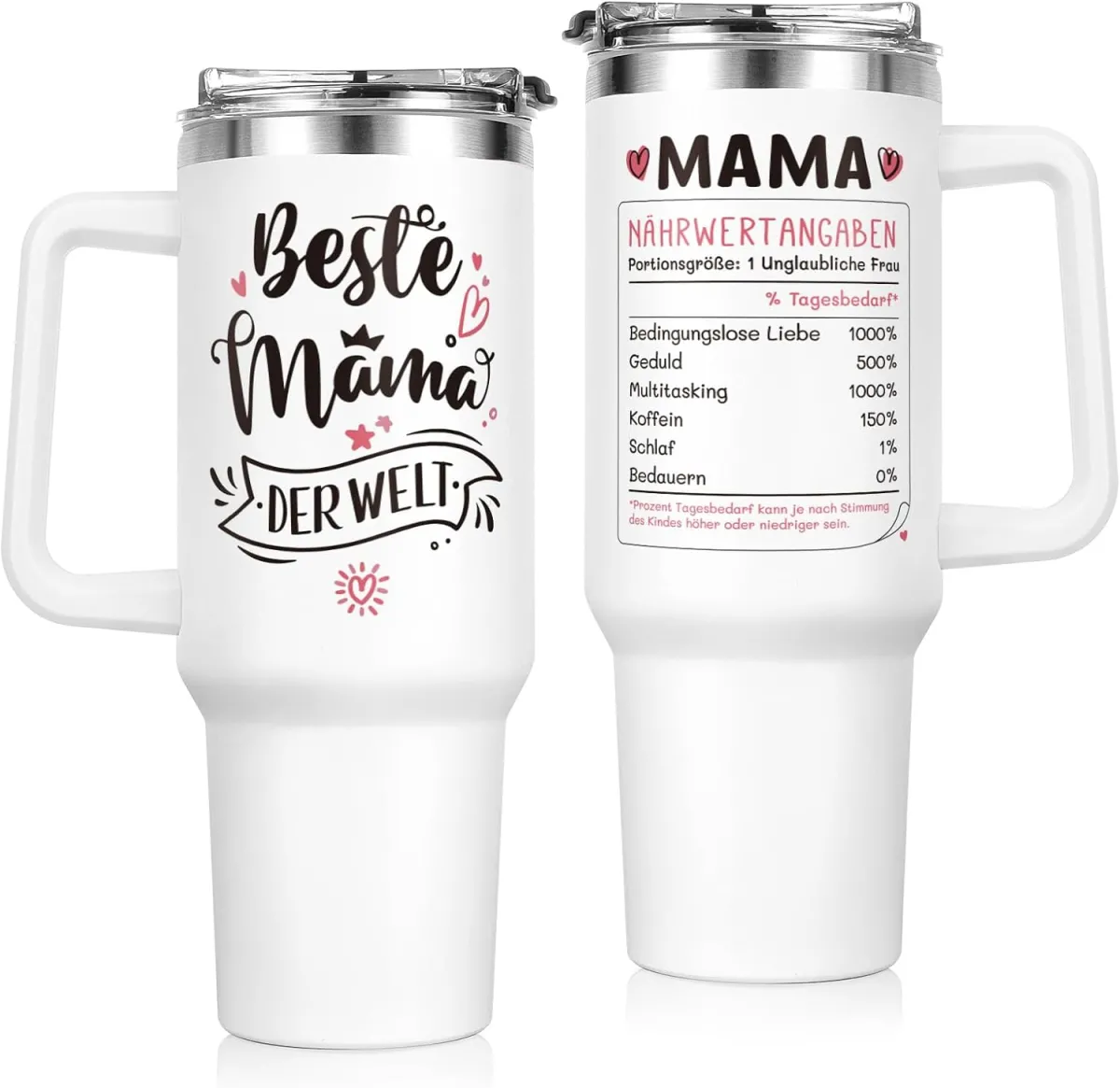 Großer Thermobecher mit Spruch – Geschenk für Mama