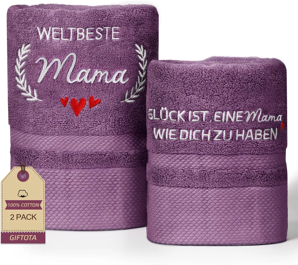 Besticktes Handtuch-Set als Geschenk für Mama