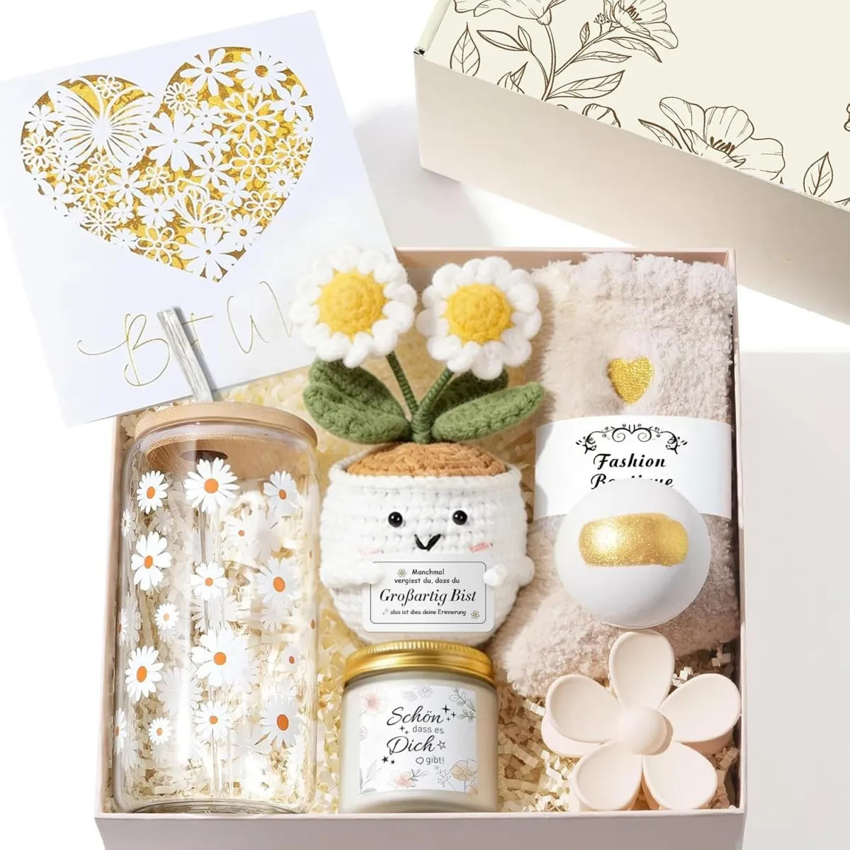 Wellness-Geschenkset für Frauen mit Trinkglas