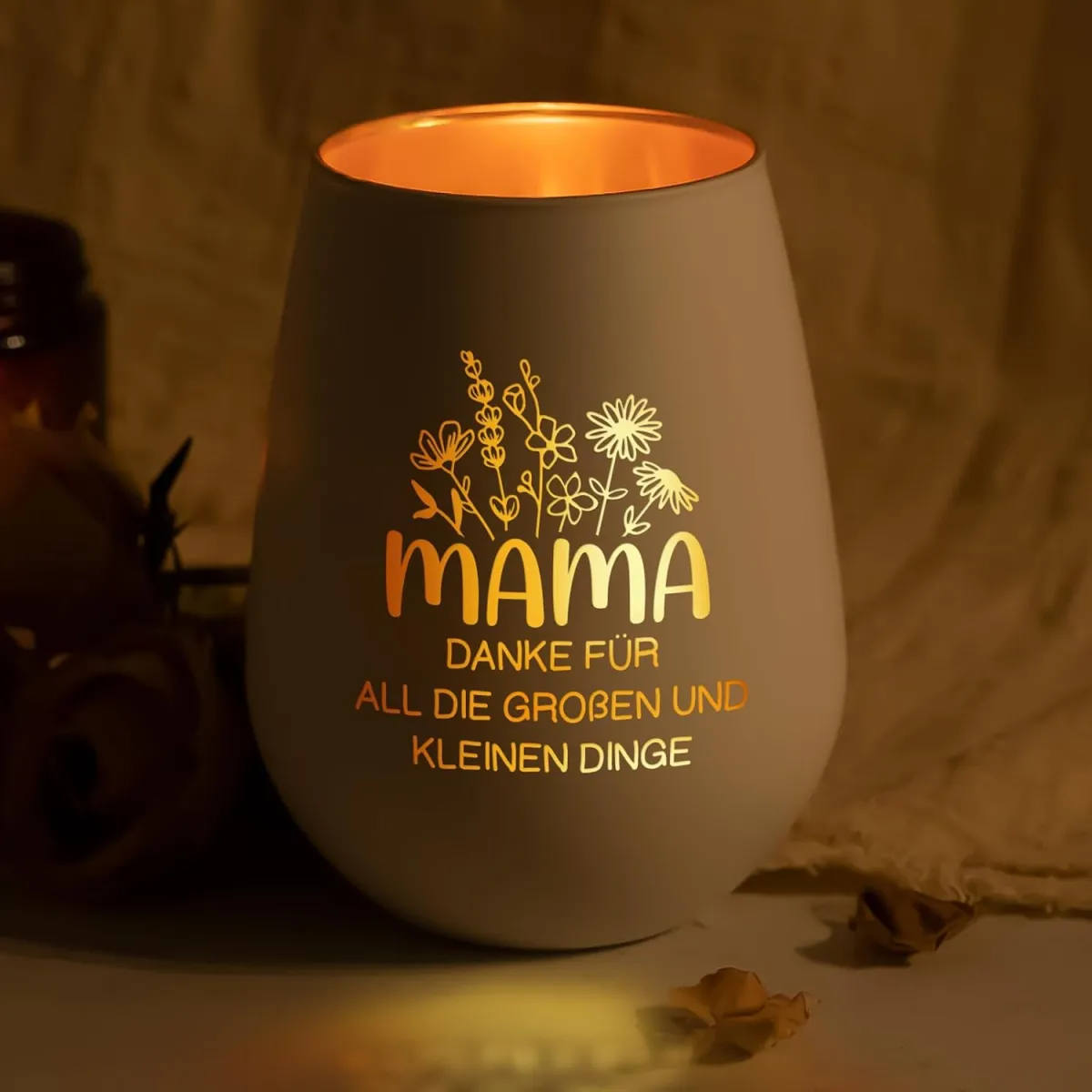 Windlicht mit Blumenmuster – Geschenk für Mama
