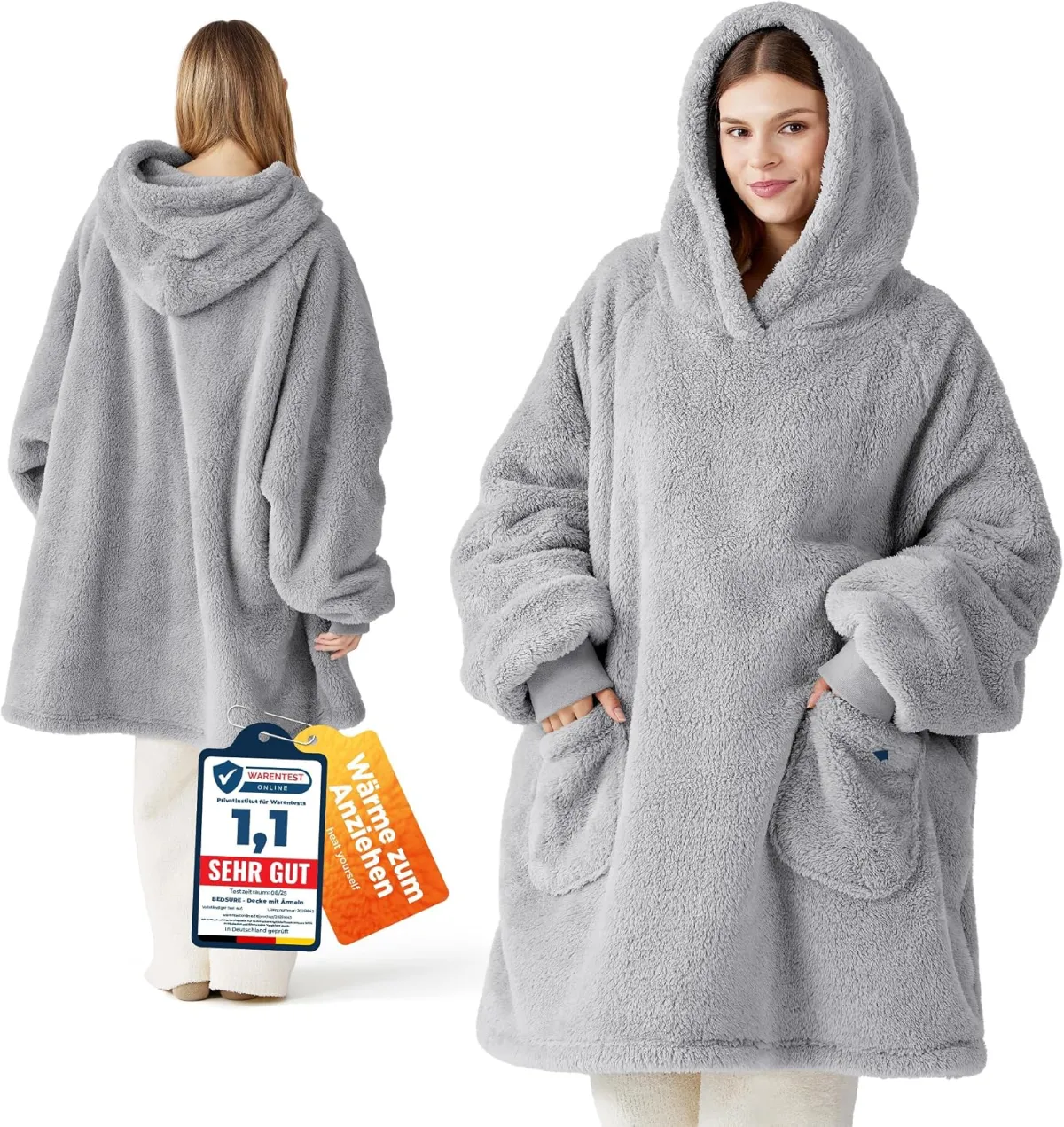Kuschelige Hoodie-Decke mit Ärmeln als Geschenk