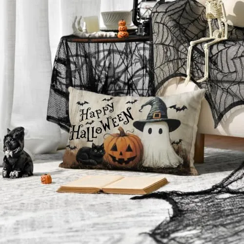 Halloween-Kissenbezug mit Katze und Kürbis – Bild 3