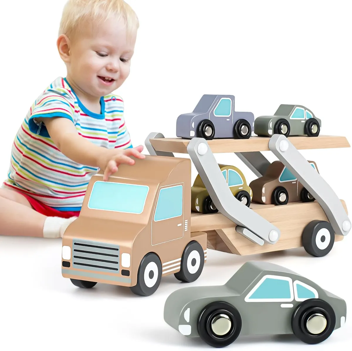 Autotransporter aus Holz – Geschenk ab 1 Jahr