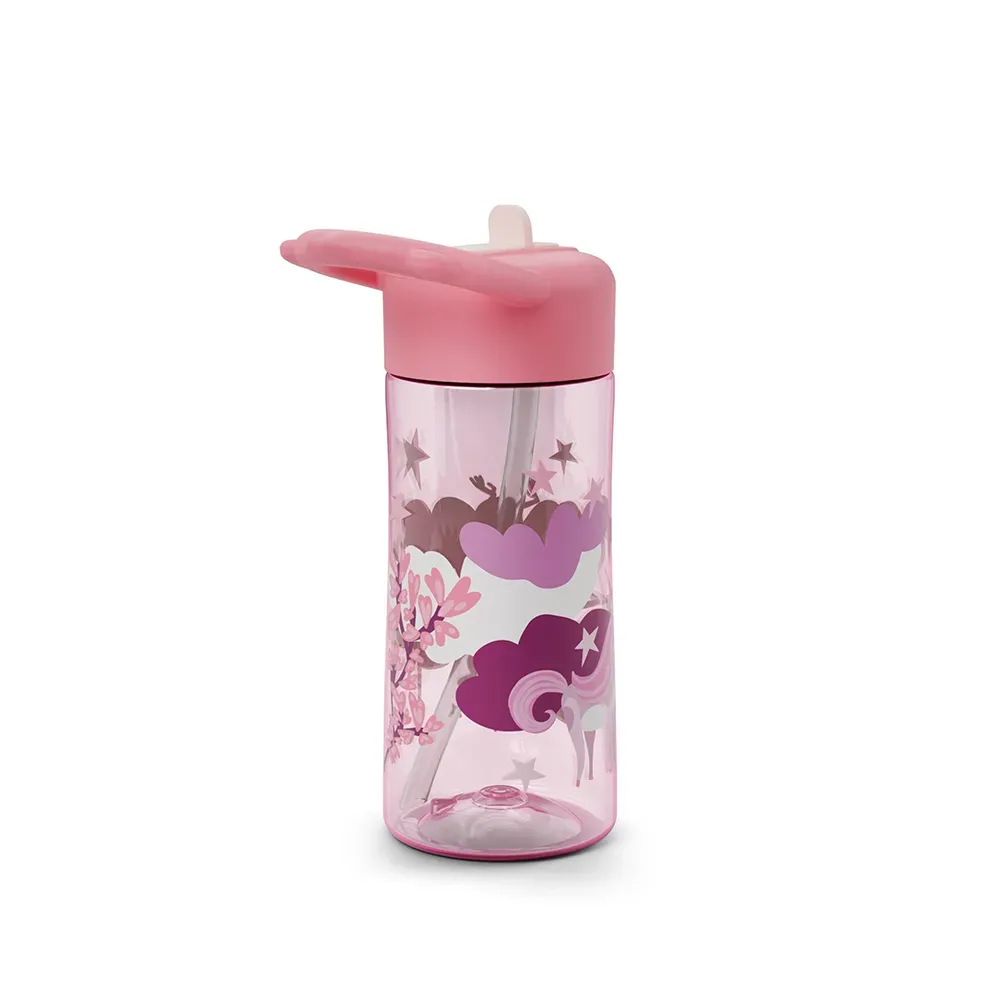 Trinkflasche für Kinder mit Strohhalm und Trinkverschluss – Bild 2