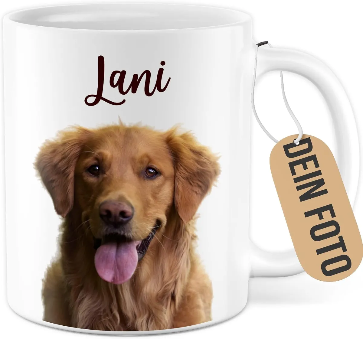 Personalisierte Tasse mit Hundefoto und Name