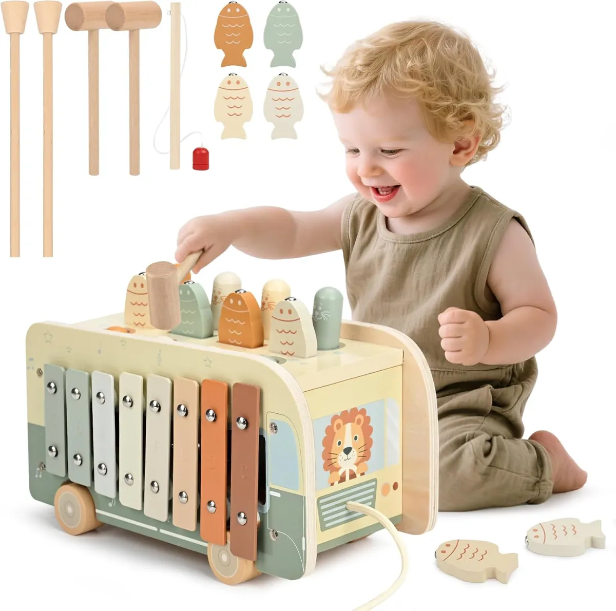 7-in-1-Holzspielzeug für Kleinkinder ab 1 Jahr