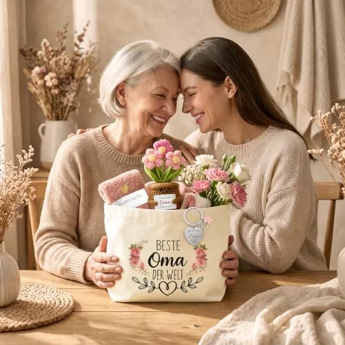 Oma-Geschenkset mit Stofftasche, Socken und Tasse – Bild 3