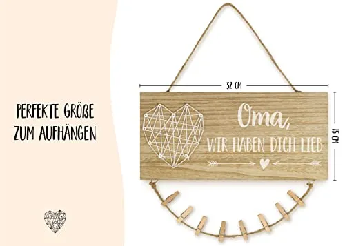Holzschild mit Fotoseil für Oma – Geschenk von den Enkeln – Bild 3