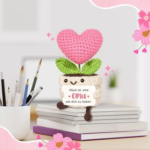 Gehäkelte Herzblume für Oma – kleines Geschenk – Bild 3