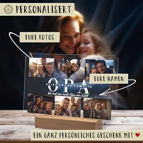 Personalisierte Foto-Nachtlampe für Opa mit Namen – Bild 3