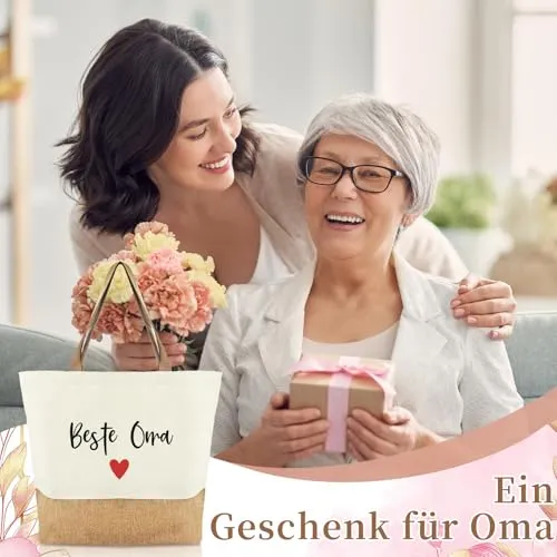 Jutetasche mit Herz für Oma – Geschenk zum Geburtstag – Bild 3
