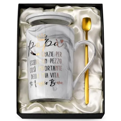 Papa-Tasse mit Deckel und Löffel im Geschenkset – Bild 2