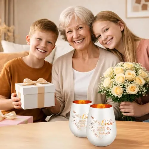 Gravierter Windlicht-Teelichthalter als Geschenk für Oma – Bild 3