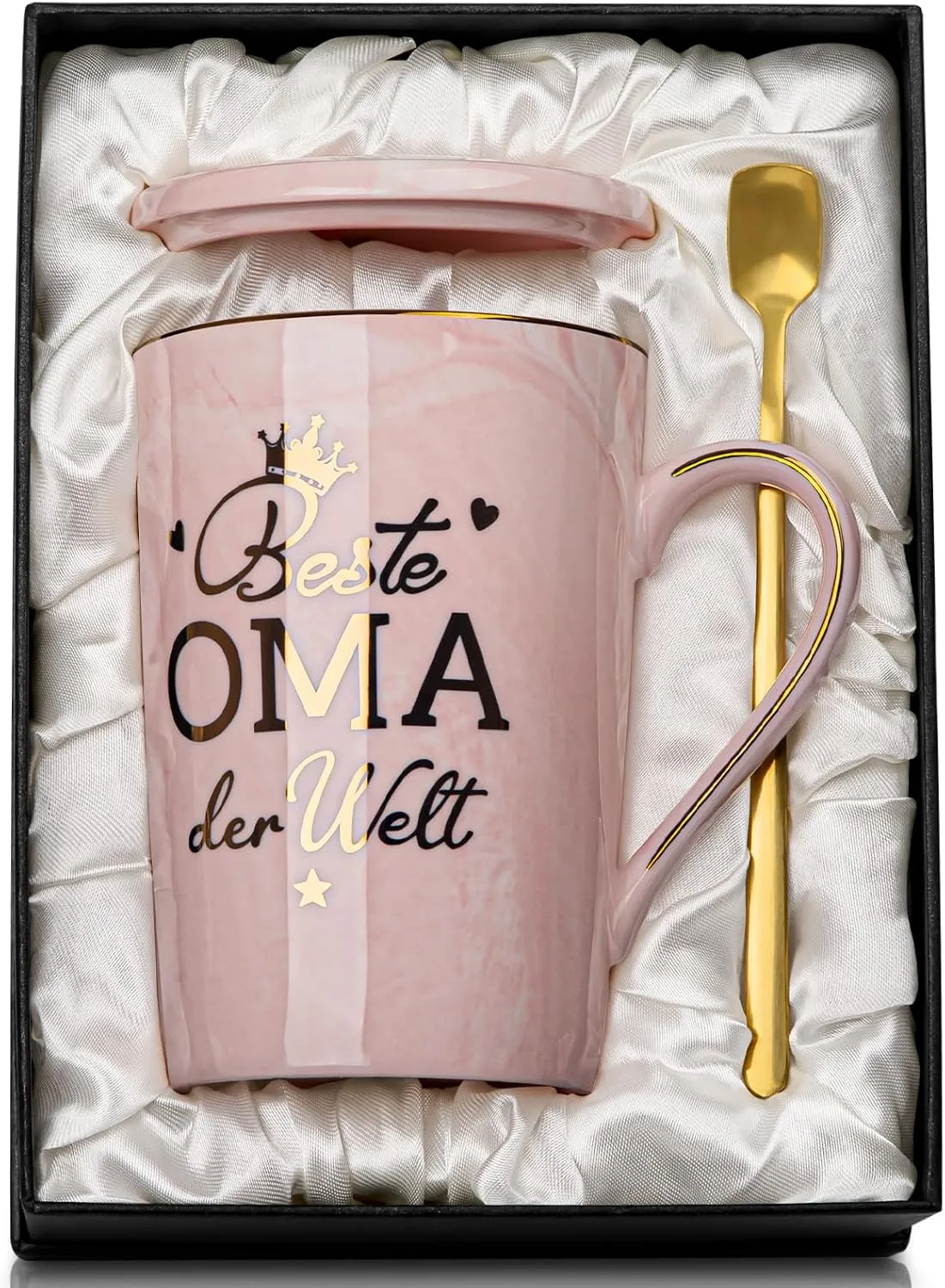 Rosa Tasse „Beste Oma der Welt“ als Geburtstagsgeschenk