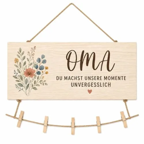 Holzschild mit Fotoklammern für Oma – persönliches Geschenk – Bild 2