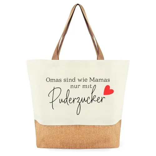 Jutetasche mit Herz und Spruch – Geschenk für Oma – Bild 2