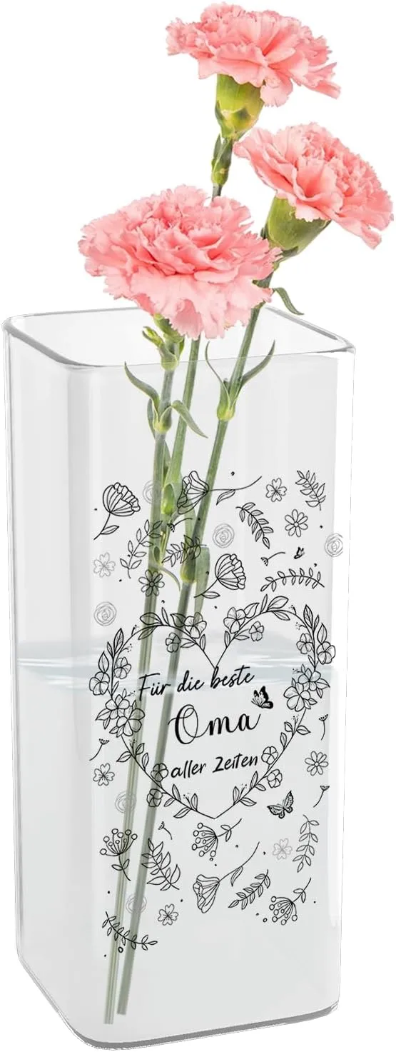 Glasvase mit Gravur für Oma – Geschenk zum Geburtstag