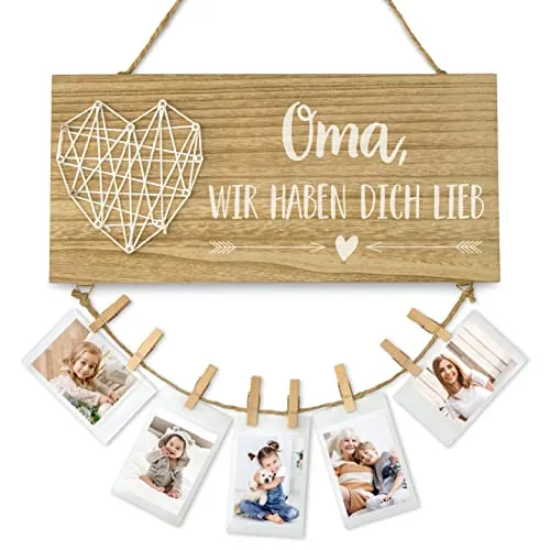 Holzschild mit Fotoseil für Oma – Geschenk von den Enkeln – Bild 2