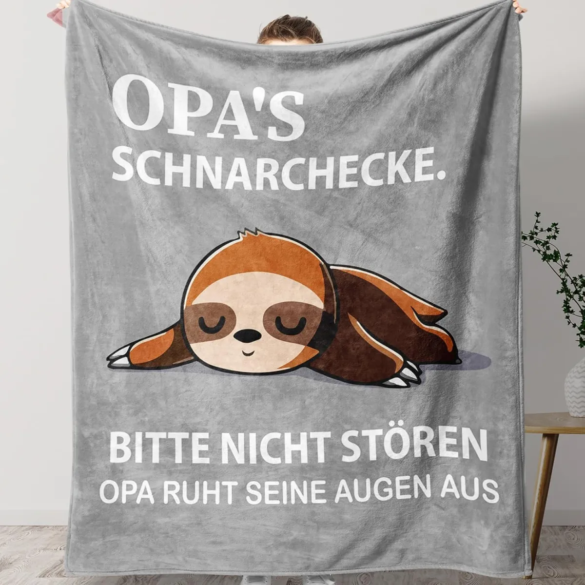 Kuscheldecke mit Faultieren für Opa – Geschenk vom Enkel