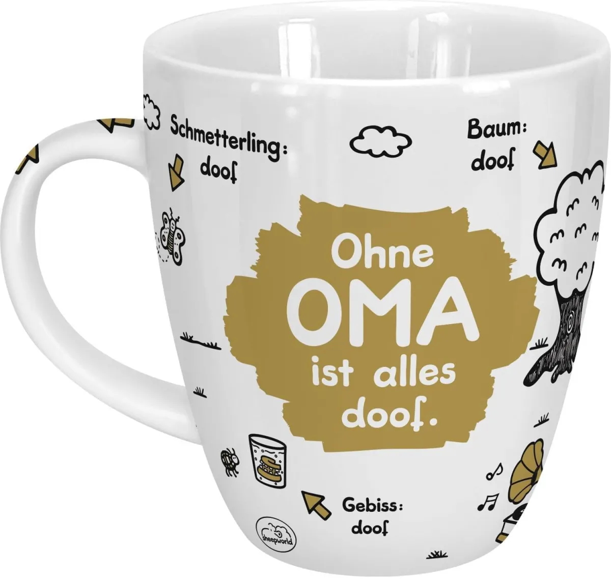 Sheepworld-Tasse „Ohne Oma ist alles doof“ für Omas