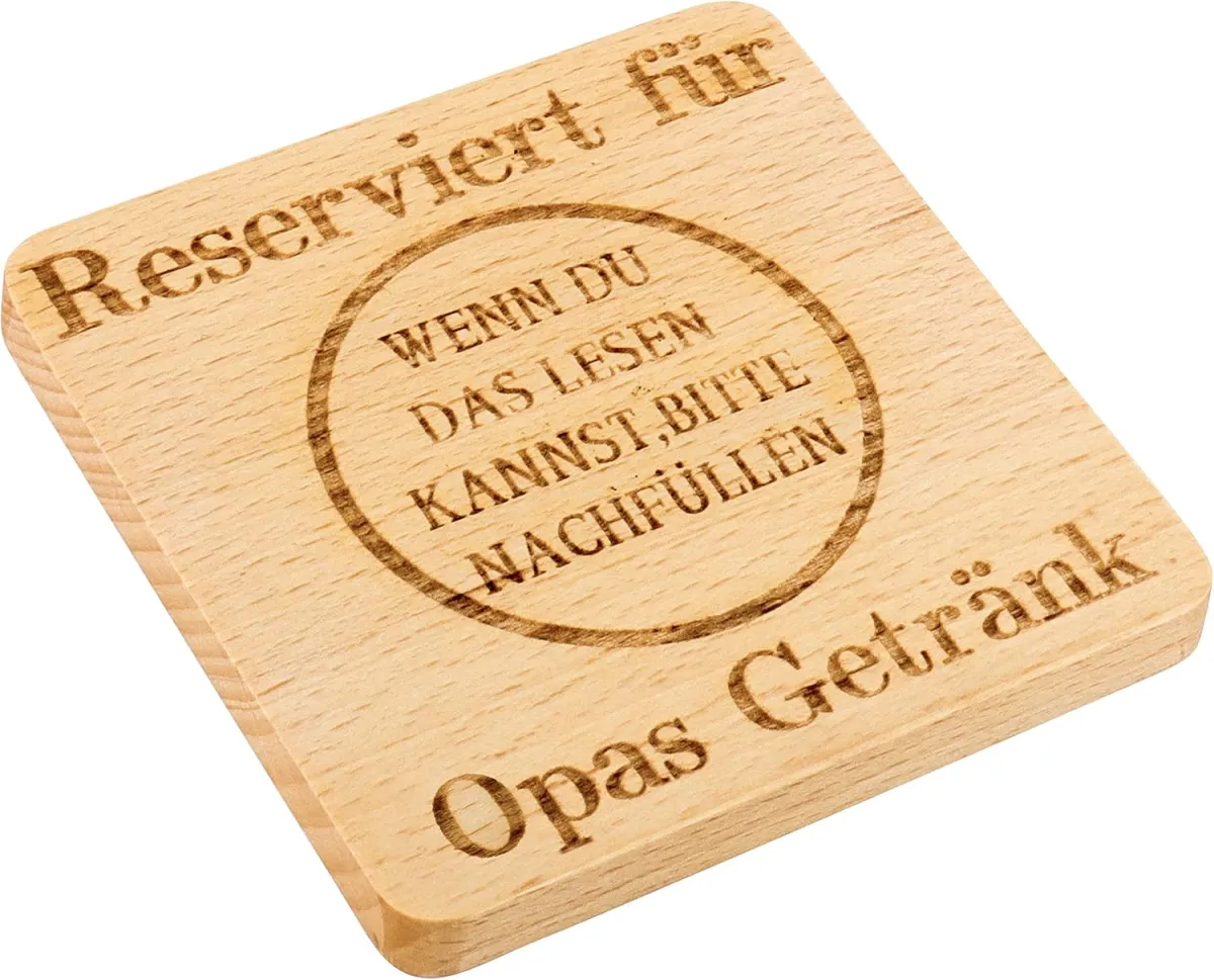 Lustiger Holz-Untersetzer für Opa mit Gravur