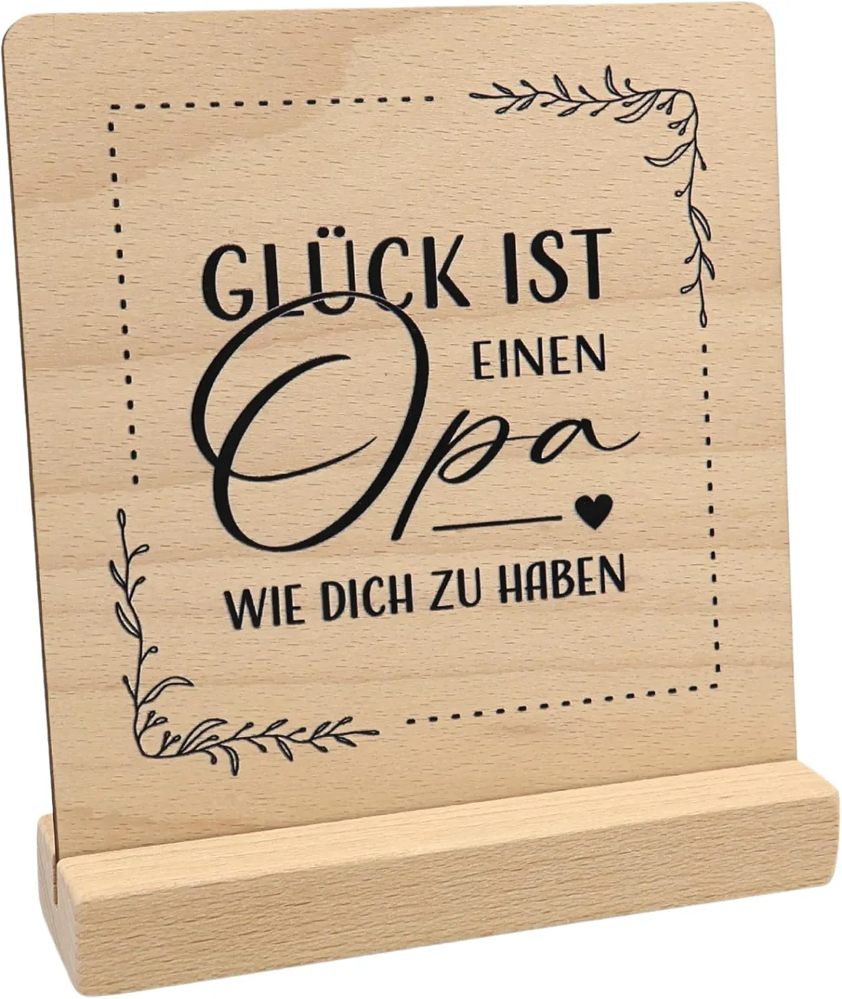 Kleine Holztafel für Opa, die einen Platz im neuen Zuhause bekommt