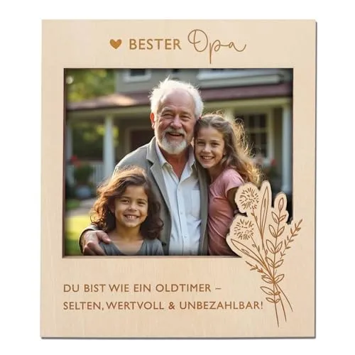 Magnetischer Fotorahmen aus Holz für Opa mit Spruch – Bild 2
