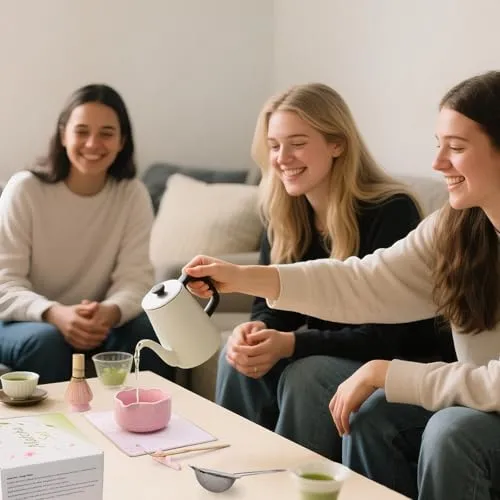 Matcha-Set in Rosa mit Schale und Bambusbesen – Bild 3