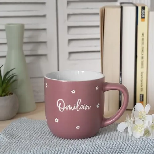 Rosa Tasse „Omilein“ mit Gravur – Geschenk für Oma – Bild 3