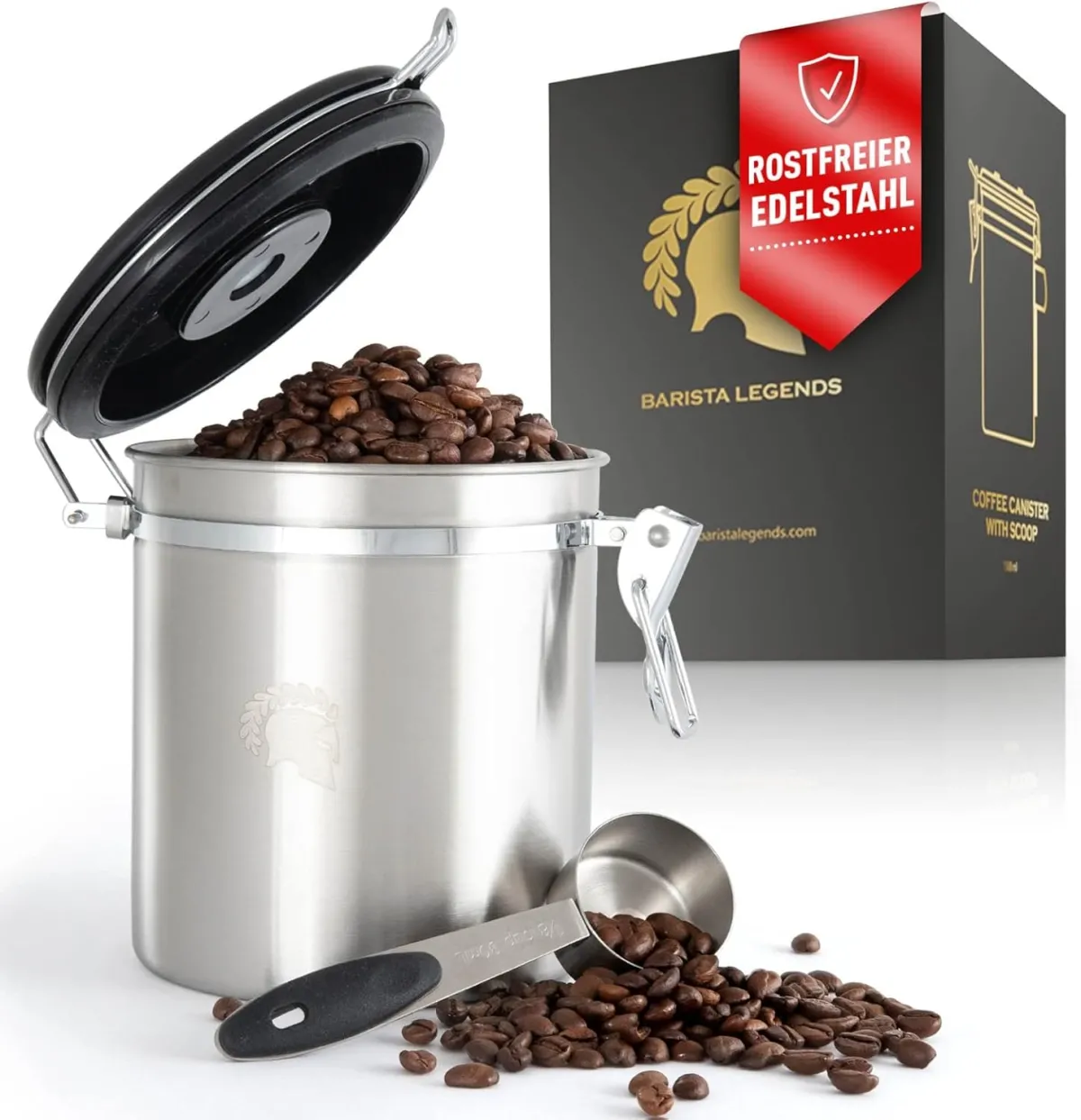 Kaffeedose aus Edelstahl mit Datumsanzeige für Kaffeefans