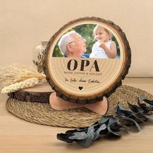 Personalisierte Baumscheibe mit Foto – Geschenk für Opa – Bild 3
