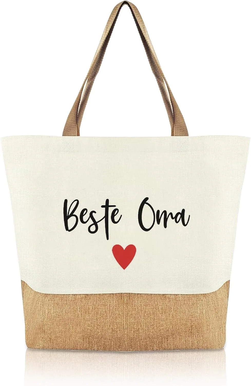 Jutetasche mit Herz für Oma – Geschenk zum Geburtstag