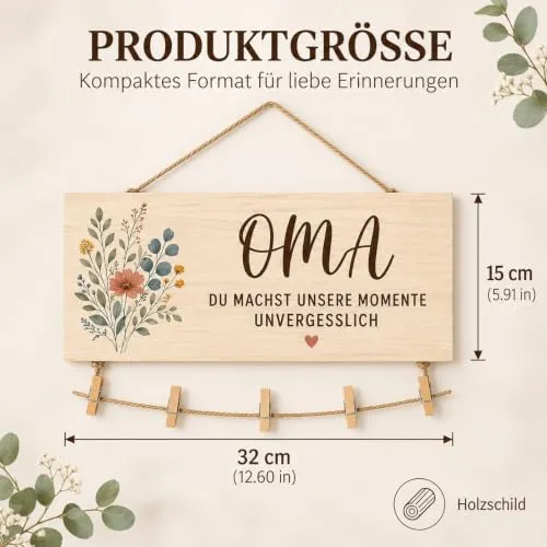 Holzschild mit Fotoklammern für Oma – persönliches Geschenk – Bild 3
