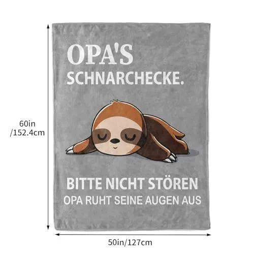 Kuscheldecke mit Faultieren für Opa – Geschenk vom Enkel – Bild 3