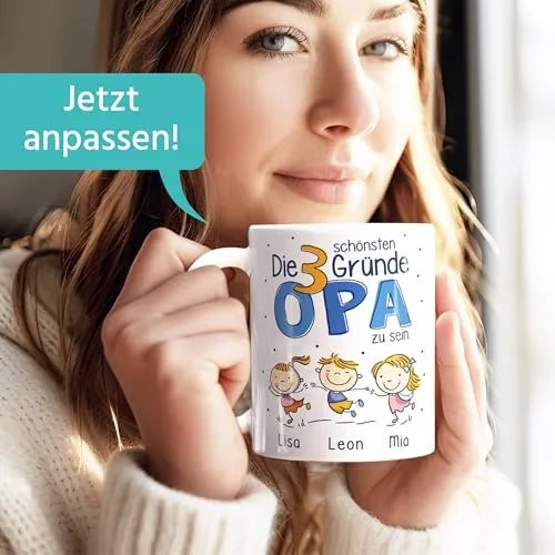 Personalisierte Tasse für Opa mit Namen der Enkel – Bild 3