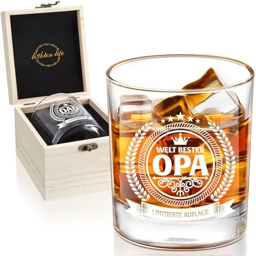 Whiskyglas für Opa in Holzkiste – Geschenk der Enkel – Bild 2