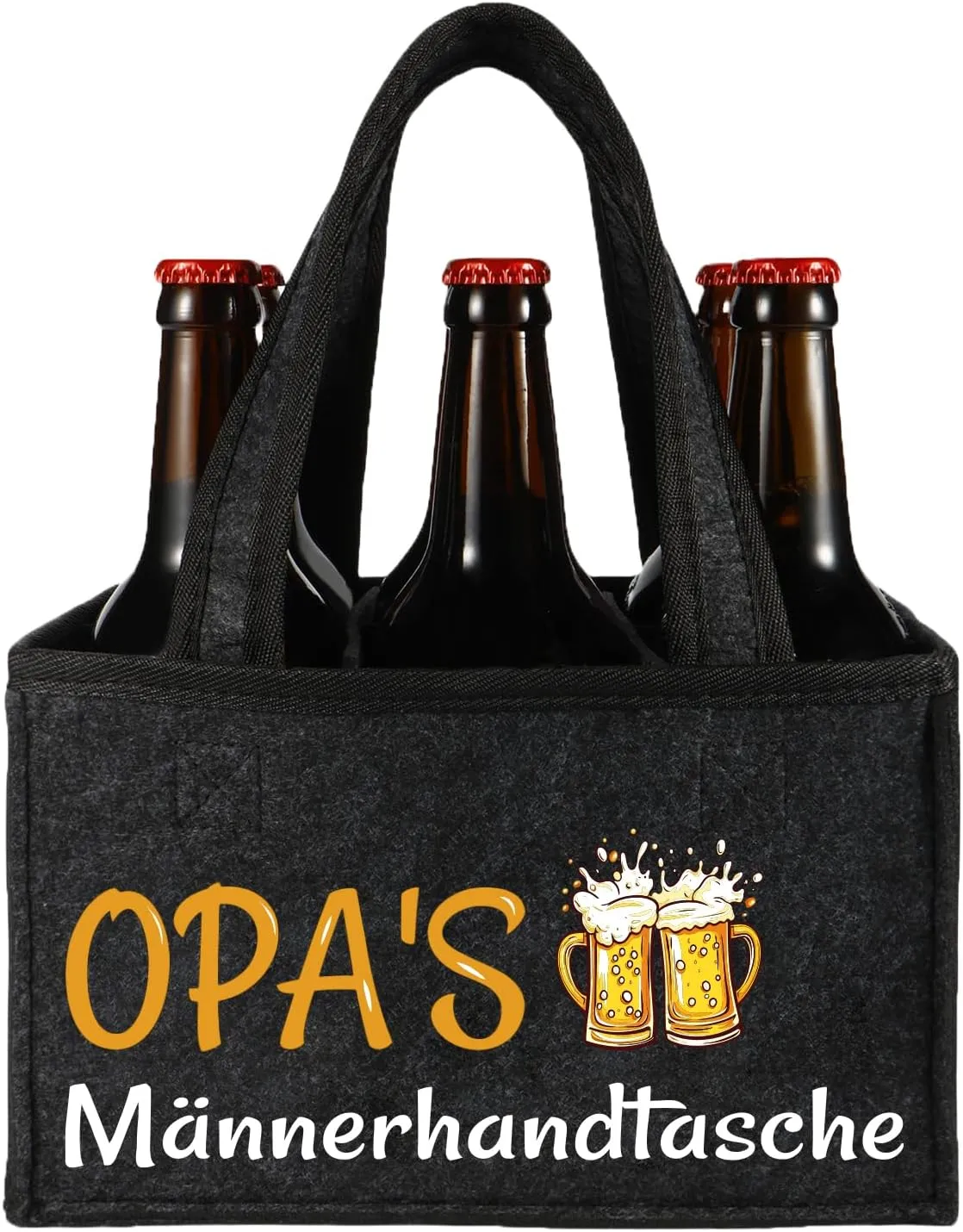 Schwarze Filztasche „OPA'S Männerhandtasche“ als Einweihungsgeschenk