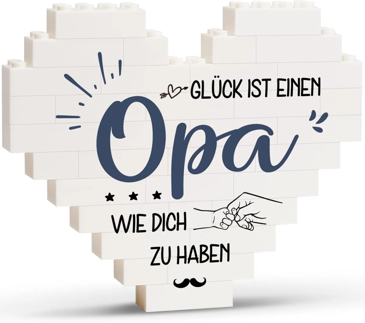 Herzförmige Deko für Opa mit liebevoller Botschaft auf dem Schreibtisch