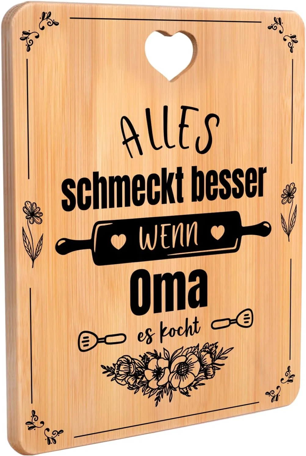 Bambus-Schneidebrett mit Zitat – Geschenk für Oma