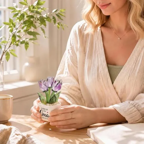 Glas-Tulpe im Töpfchen – kleines Geschenk für Oma – Bild 3