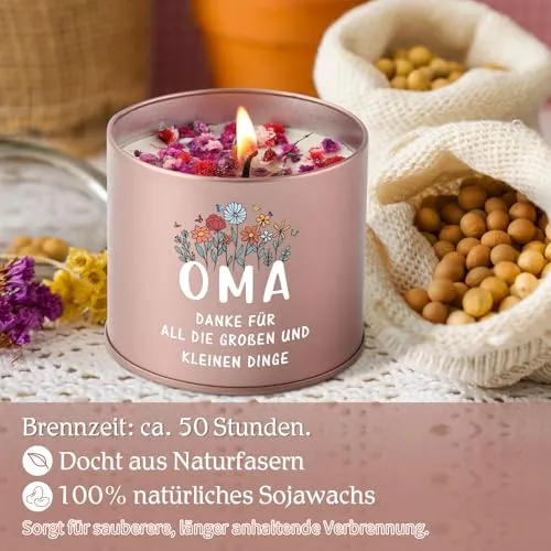 Lavendelkerze mit Dankesbotschaft – Geschenk für Oma – Bild 3
