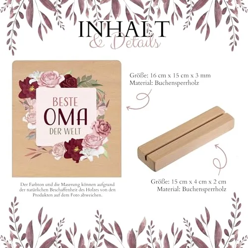 Holztafel „Beste Oma“ zum Aufstellen – Geschenk für Oma – Bild 3