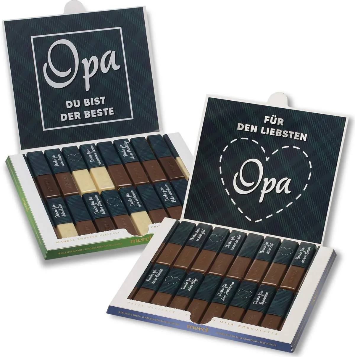 Aufkleber-Set „Danke Opa“ für Merci-Schokolade