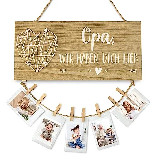 Holzschild mit Fotoseil für Opa – Geschenk von den Enkeln – Bild 2