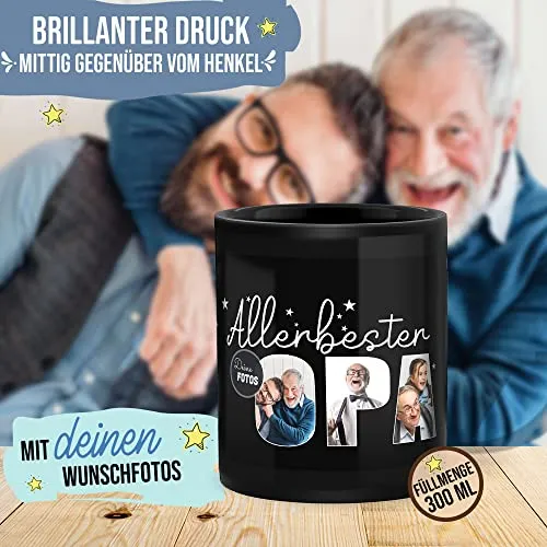 Schwarze Fototasse für Opa mit Spruch – persönliches Geschenk – Bild 3