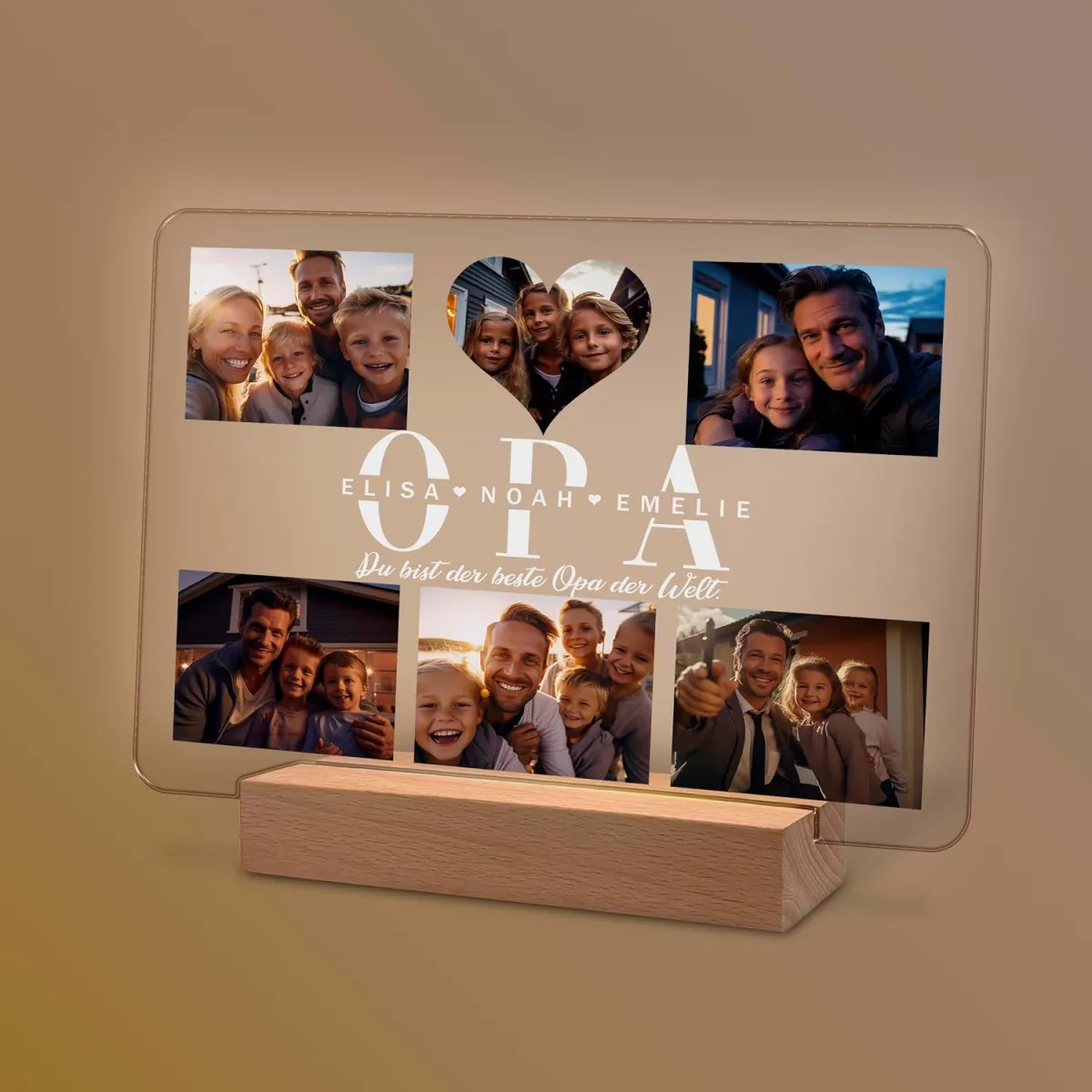 Personalisierte Foto-Nachtlampe für Opa mit Namen