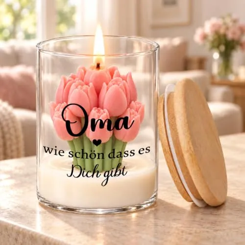 Duftkerze mit Wachstulpen für Oma – Geschenk mit Botschaft – Bild 3