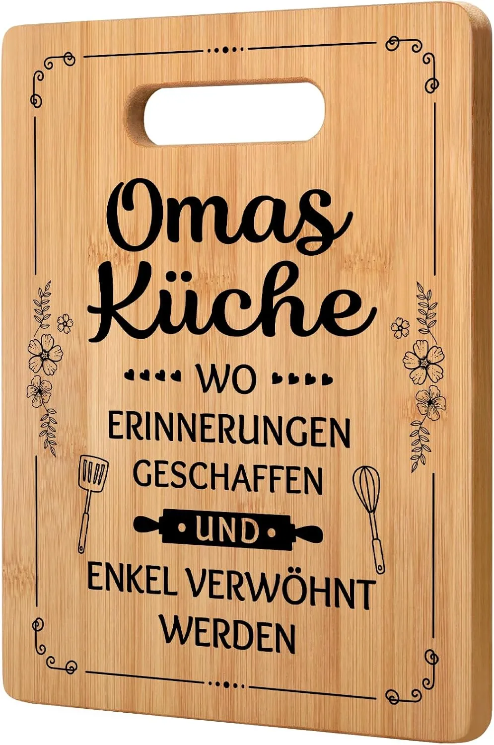 Bambus-Schneidebrett mit Botschaft – Geschenk für Oma