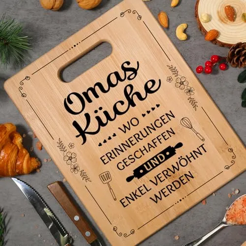 Bambus-Schneidebrett mit Botschaft – Geschenk für Oma – Bild 3